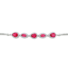 Asfour Crystal Tennis Bracelet With Turquoise Pear & Emerald Zircon In 925 Sterling Silver