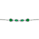 Asfour Crystal Tennis Bracelet With Turquoise Pear & Emerald Zircon In 925 Sterling Silver