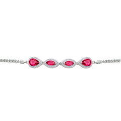 Asfour Crystal Tennis Bracelet With Turquoise Pear & Emerald Zircon In 925 Sterling Silver