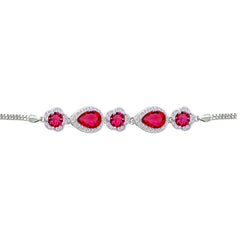 Asfour Crystal Tennis Bracelet With Turquoise Pear & Emerald Zircon In 925 Sterling Silver