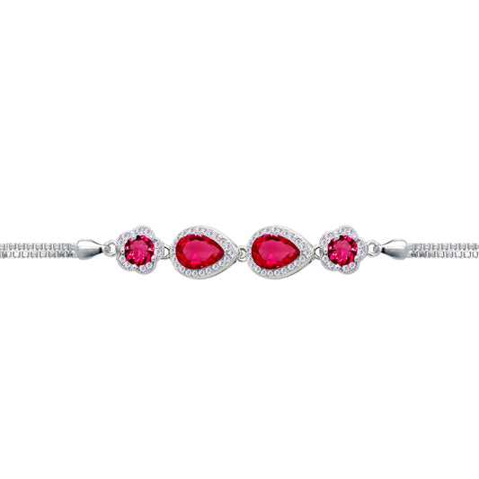 Asfour Crystal Tennis Bracelet With Turquoise Pear & Emerald Zircon In 925 Sterling Silver