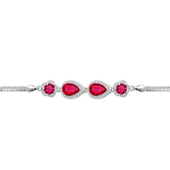 Asfour Crystal Tennis Bracelet With Turquoise Pear & Emerald Zircon In 925 Sterling Silver