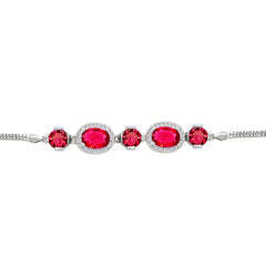 Asfour Crystal Tennis Bracelet With Turquoise Pear & Emerald Zircon In 925 Sterling Silver