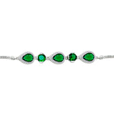 Asfour Crystal Tennis Bracelet With Turquoise Pear & Emerald Zircon In 925 Sterling Silver