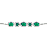 Asfour Crystal Tennis Bracelet With Turquoise Pear & Emerald Zircon In 925 Sterling Silver