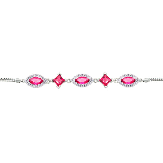 Asfour Crystal Tennis Bracelet With Turquoise Pear & Emerald Zircon In 925 Sterling Silver