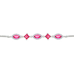 Asfour Crystal Tennis Bracelet With Turquoise Pear & Emerald Zircon In 925 Sterling Silver