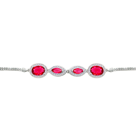 Asfour Crystal Tennis Bracelet With Turquoise Pear & Emerald Zircon In 925 Sterling Silver
