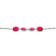 Asfour Crystal Tennis Bracelet With Turquoise Pear & Emerald Zircon In 925 Sterling Silver