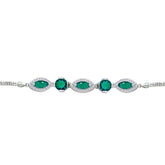 Asfour Crystal Tennis Bracelet With Turquoise Pear & Emerald Zircon In 925 Sterling Silver
