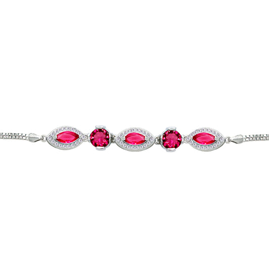 Asfour Crystal Tennis Bracelet With Turquoise Pear & Emerald Zircon In 925 Sterling Silver