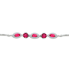 Asfour Crystal Tennis Bracelet With Turquoise Pear & Emerald Zircon In 925 Sterling Silver
