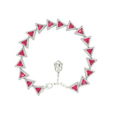 Asfour Crystal Tennis Bracelet With Turquoise Pear & Emerald Zircon In 925 Sterling Silver