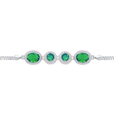 Asfour Crystal Tennis Bracelet With Turquoise Pear & Emerald Zircon In 925 Sterling Silver