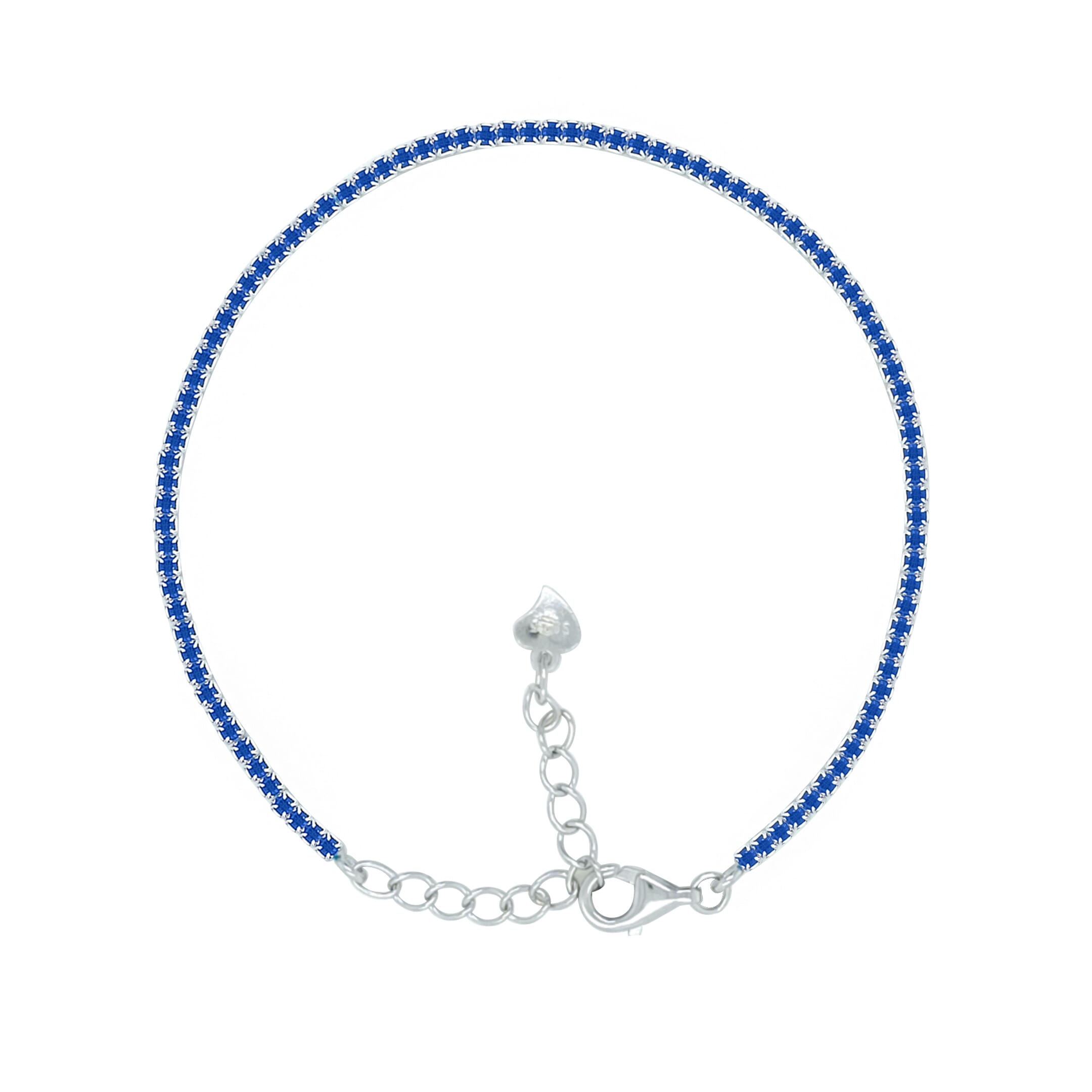 Asfour Crystal Tennis Bracelet With Turquoise Pear & Emerald Zircon In 925 Sterling Silver