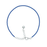 Asfour Crystal Tennis Bracelet With Turquoise Pear & Emerald Zircon In 925 Sterling Silver