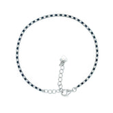 Asfour Crystal Tennis Bracelet With Turquoise Pear & Emerald Zircon In 925 Sterling Silver