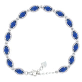 Asfour Crystal Tennis Bracelet With Turquoise Pear & Emerald Zircon In 925 Sterling Silver