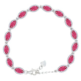 Asfour Crystal Tennis Bracelet With Turquoise Pear & Emerald Zircon In 925 Sterling Silver