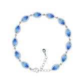 Asfour Crystal Tennis Bracelet With Turquoise Pear & Emerald Zircon In 925 Sterling Silver