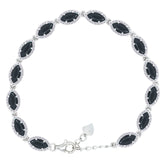 Asfour Crystal Tennis Bracelet With Turquoise Pear & Emerald Zircon In 925 Sterling Silver