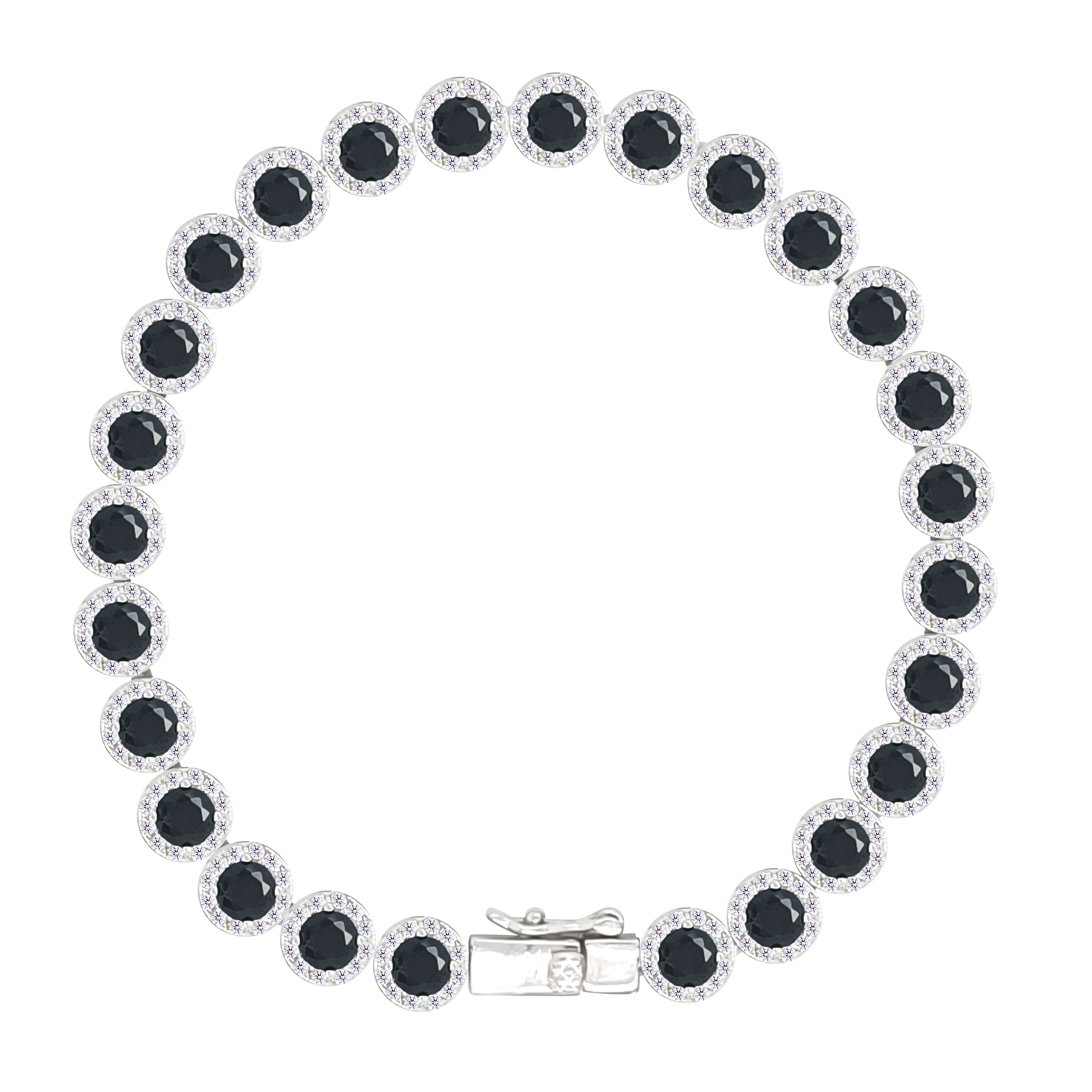 Asfour Crystal Tennis Bracelet With Turquoise Pear & Emerald Zircon In 925 Sterling Silver