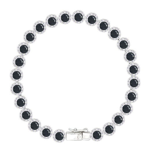 Asfour Crystal Tennis Bracelet With Turquoise Pear & Emerald Zircon In 925 Sterling Silver