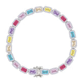 Asfour Crystal Tennis Bracelet With Turquoise Pear & Emerald Zircon In 925 Sterling Silver