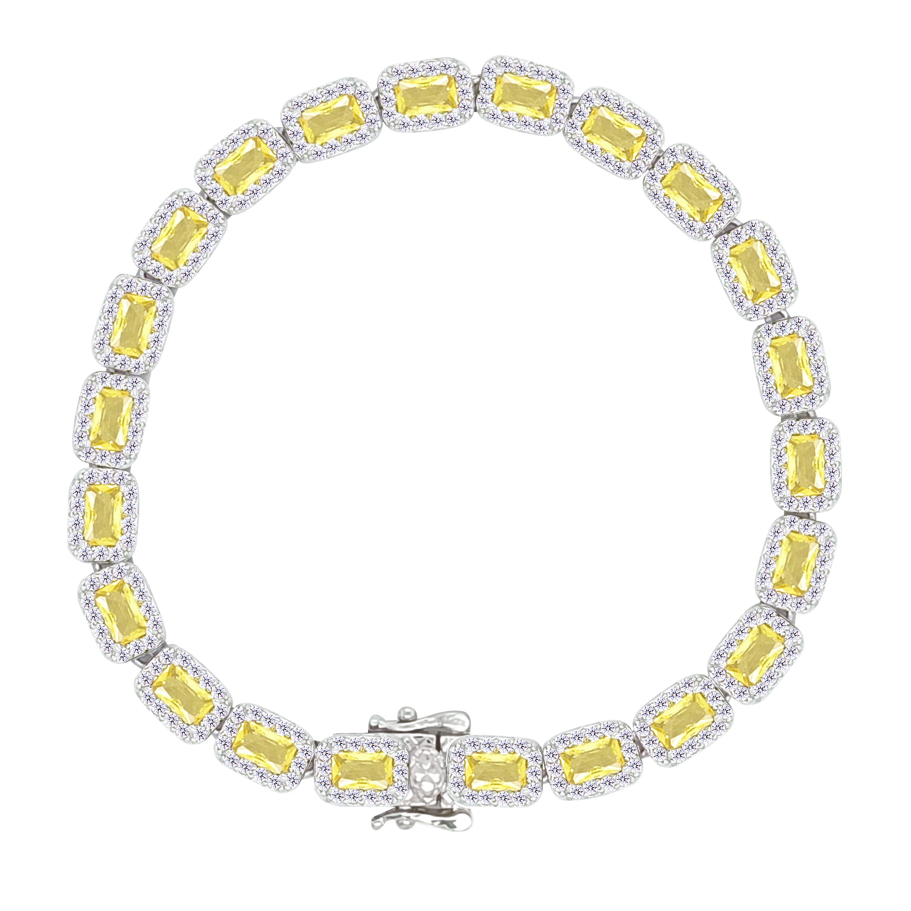 Asfour Crystal Tennis Bracelet With Turquoise Pear & Emerald Zircon In 925 Sterling Silver