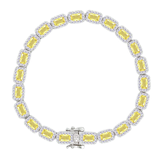 Asfour Crystal Tennis Bracelet With Turquoise Pear & Emerald Zircon In 925 Sterling Silver