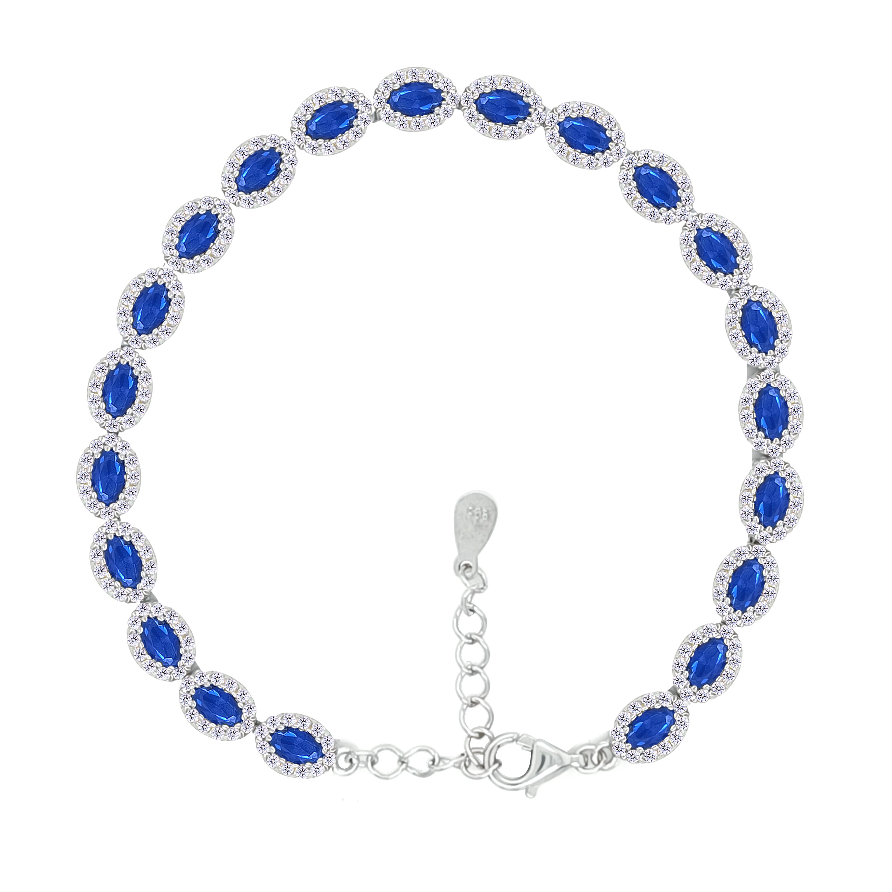 Asfour Crystal Tennis Bracelet With Turquoise Pear & Emerald Zircon In 925 Sterling Silver