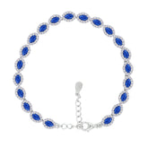 Asfour Crystal Tennis Bracelet With Turquoise Pear & Emerald Zircon In 925 Sterling Silver