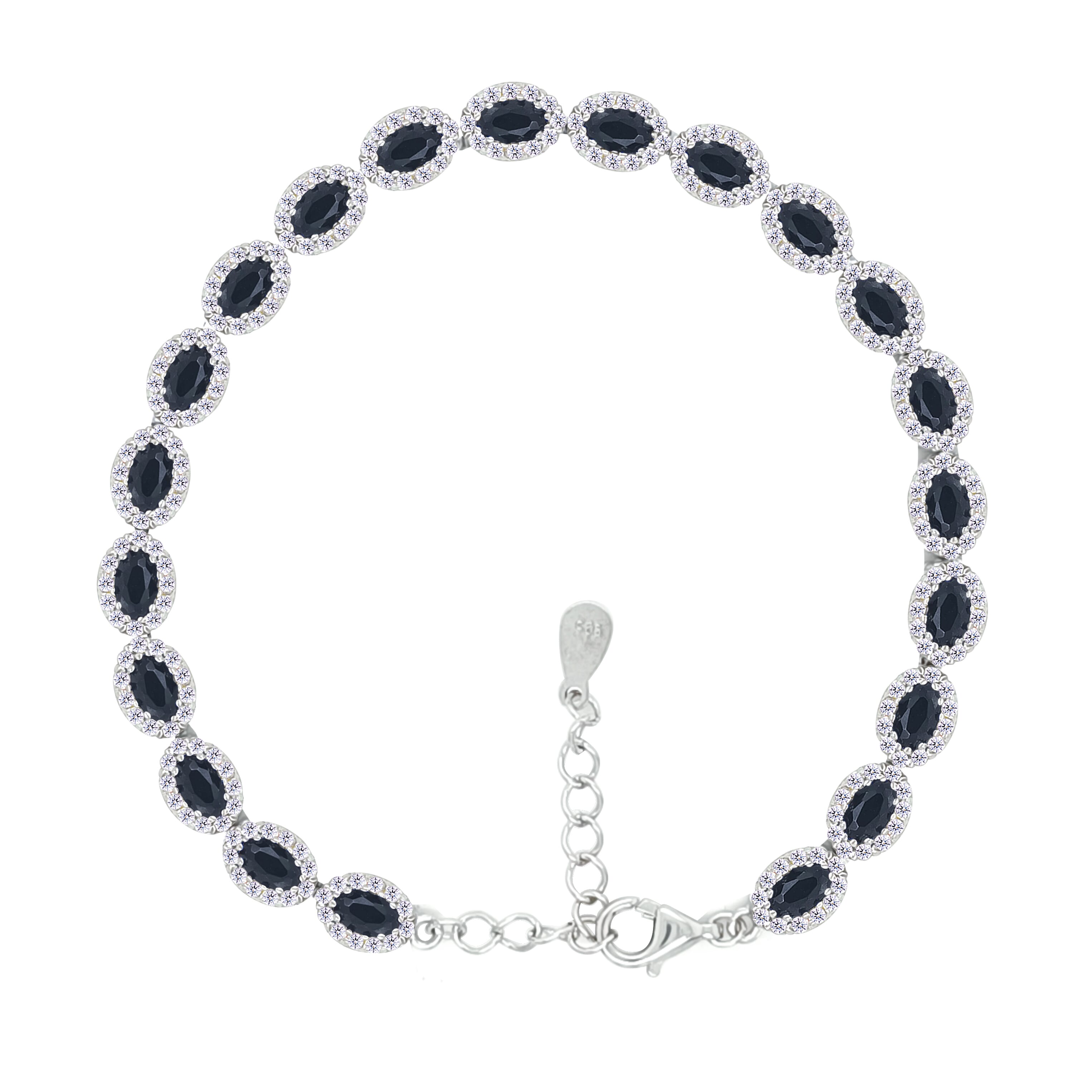 Asfour Crystal Tennis Bracelet With Turquoise Pear & Emerald Zircon In 925 Sterling Silver