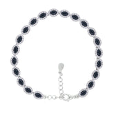 Asfour Crystal Tennis Bracelet With Turquoise Pear & Emerald Zircon In 925 Sterling Silver