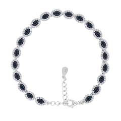 Asfour Crystal Tennis Bracelet With Turquoise Pear & Emerald Zircon In 925 Sterling Silver