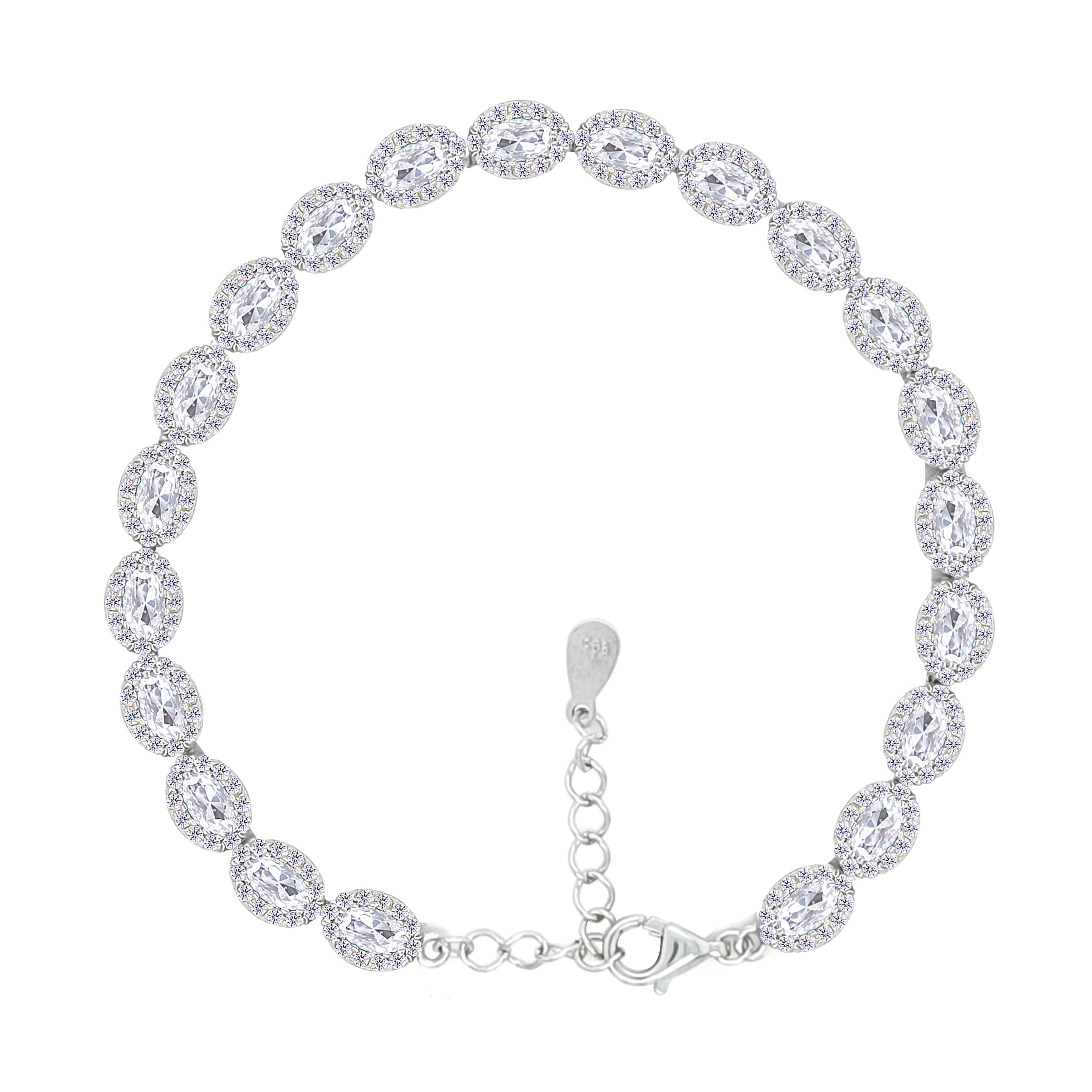 Asfour Crystal Tennis Bracelet With Turquoise Pear & Emerald Zircon In 925 Sterling Silver