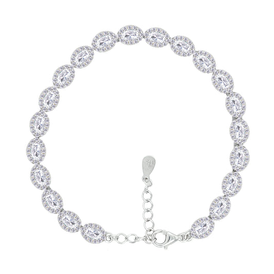 Asfour Crystal Tennis Bracelet With Turquoise Pear & Emerald Zircon In 925 Sterling Silver