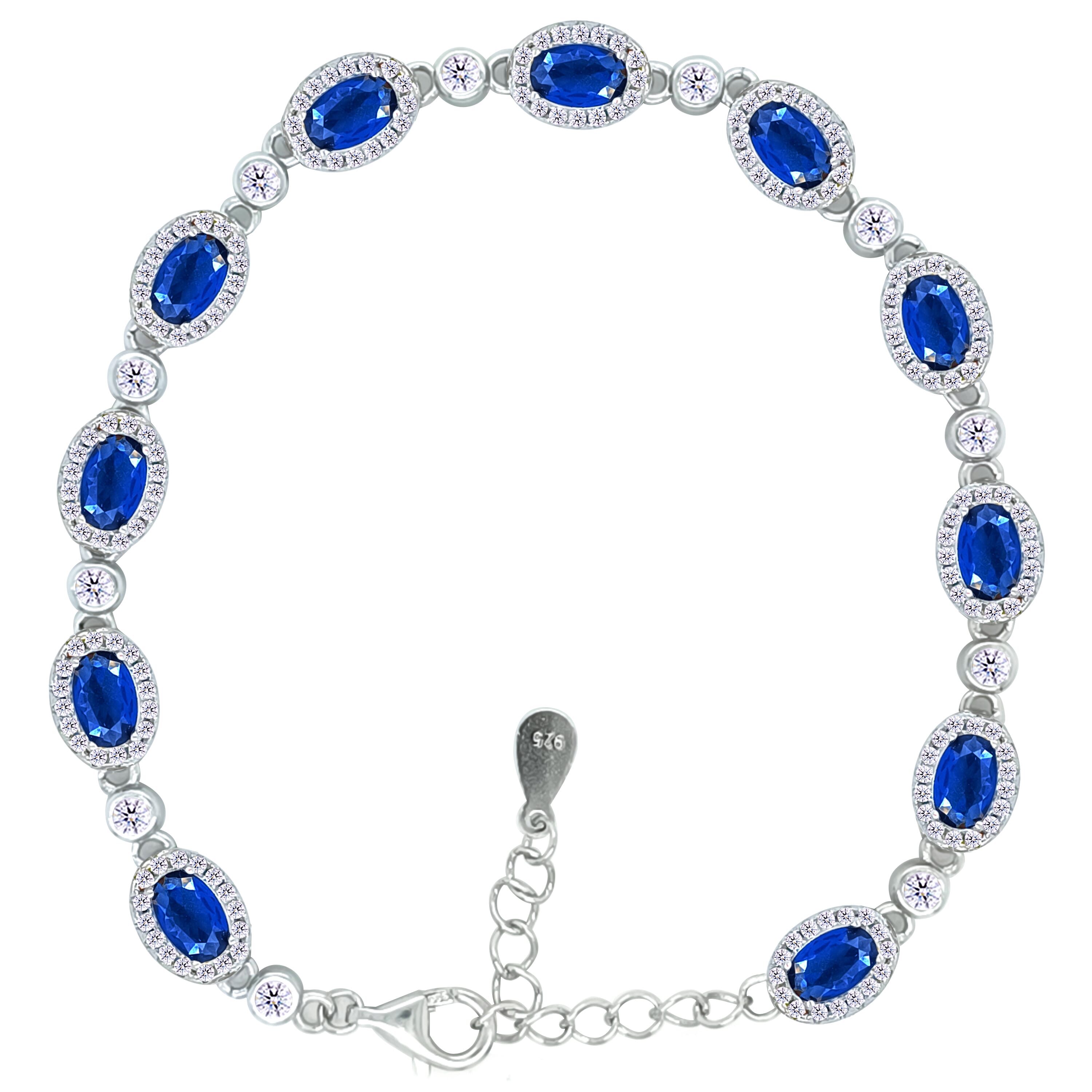 Asfour Crystal Tennis Bracelet With Turquoise Pear & Emerald Zircon In 925 Sterling Silver