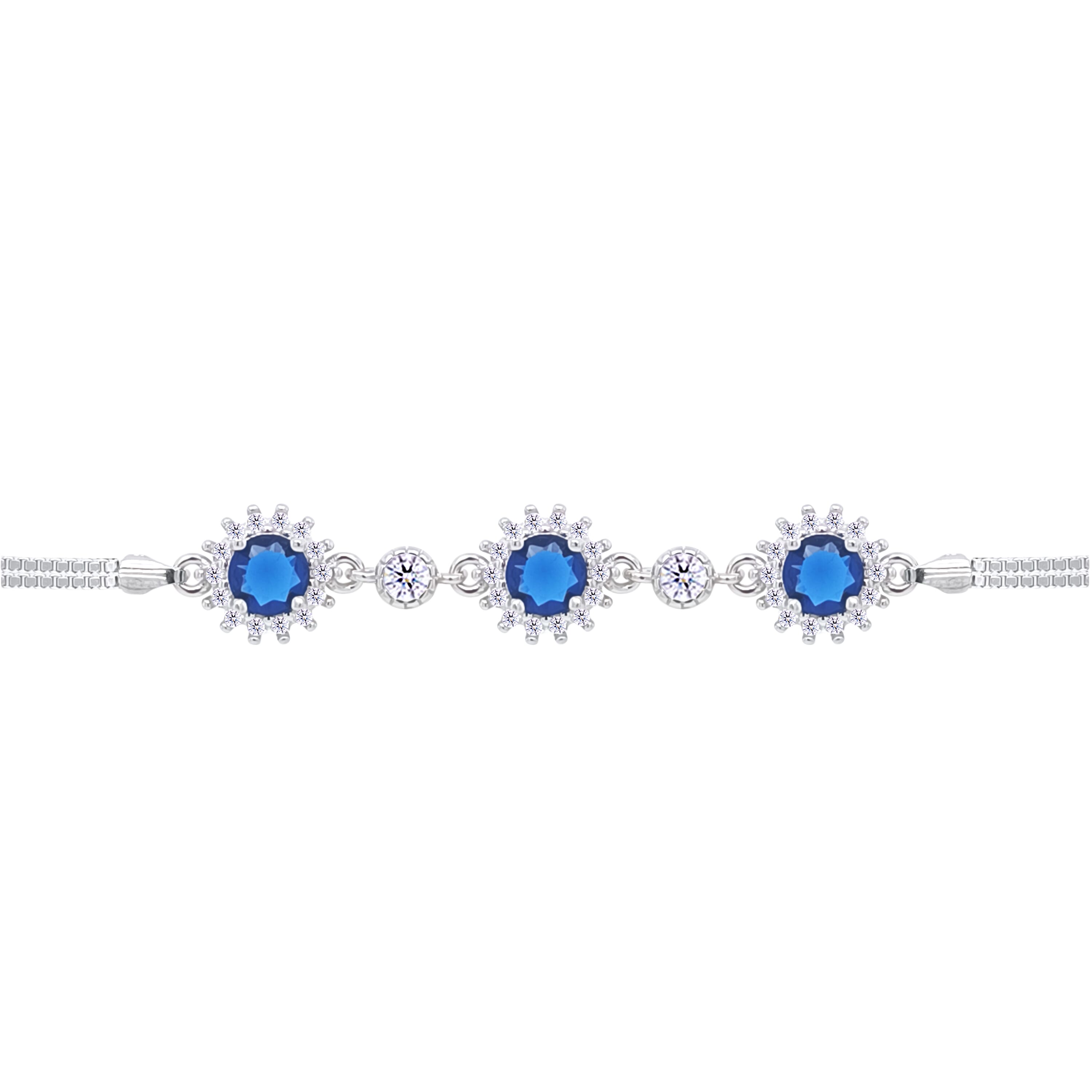 Asfour Crystal Tennis Bracelet With Turquoise Pear & Emerald Zircon In 925 Sterling Silver