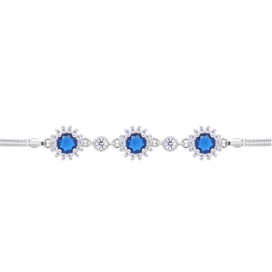 Asfour Crystal Tennis Bracelet With Turquoise Pear & Emerald Zircon In 925 Sterling Silver