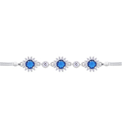 Asfour Crystal Tennis Bracelet With Turquoise Pear & Emerald Zircon In 925 Sterling Silver
