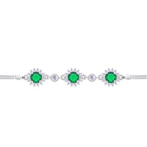 Asfour Crystal Tennis Bracelet With Turquoise Pear & Emerald Zircon In 925 Sterling Silver