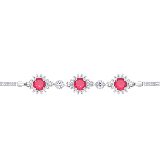 Asfour Crystal Tennis Bracelet With Turquoise Pear & Emerald Zircon In 925 Sterling Silver