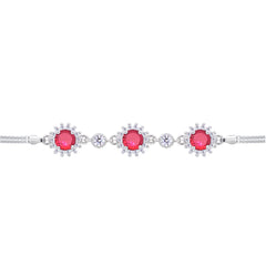 Asfour Crystal Tennis Bracelet With Turquoise Pear & Emerald Zircon In 925 Sterling Silver