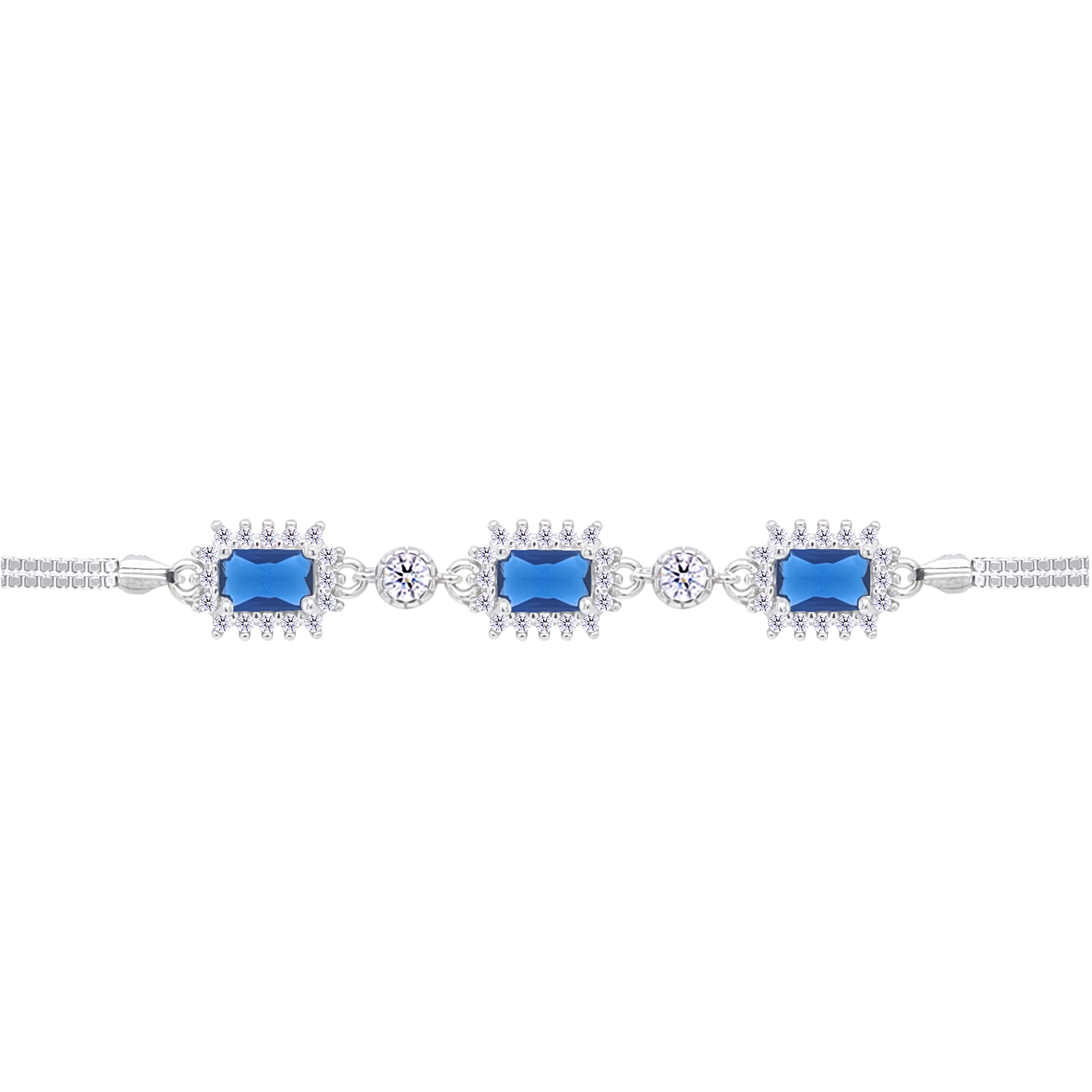 Asfour Crystal Tennis Bracelet With Turquoise Pear & Emerald Zircon In 925 Sterling Silver