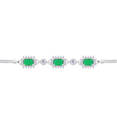 Asfour Crystal Tennis Bracelet With Turquoise Pear & Emerald Zircon In 925 Sterling Silver