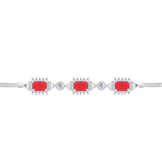 Asfour Crystal Tennis Bracelet With Turquoise Pear & Emerald Zircon In 925 Sterling Silver