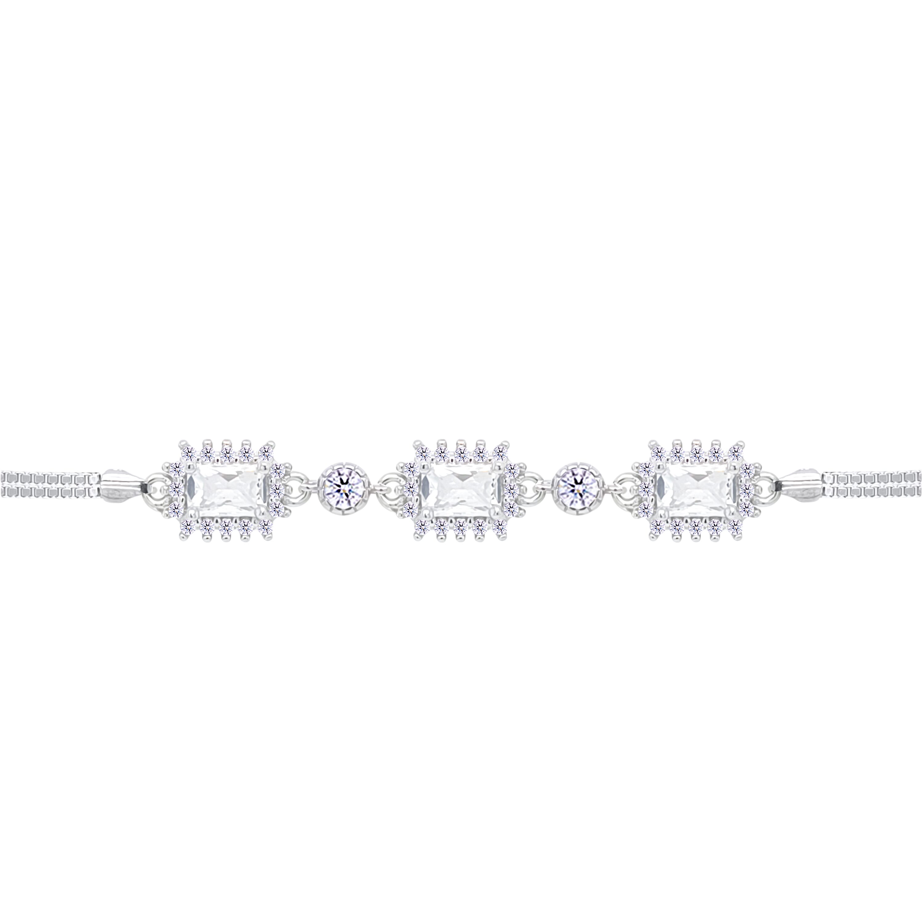 Asfour Crystal Tennis Bracelet With Turquoise Pear & Emerald Zircon In 925 Sterling Silver