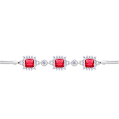 Asfour Crystal Tennis Bracelet With Turquoise Pear & Emerald Zircon In 925 Sterling Silver