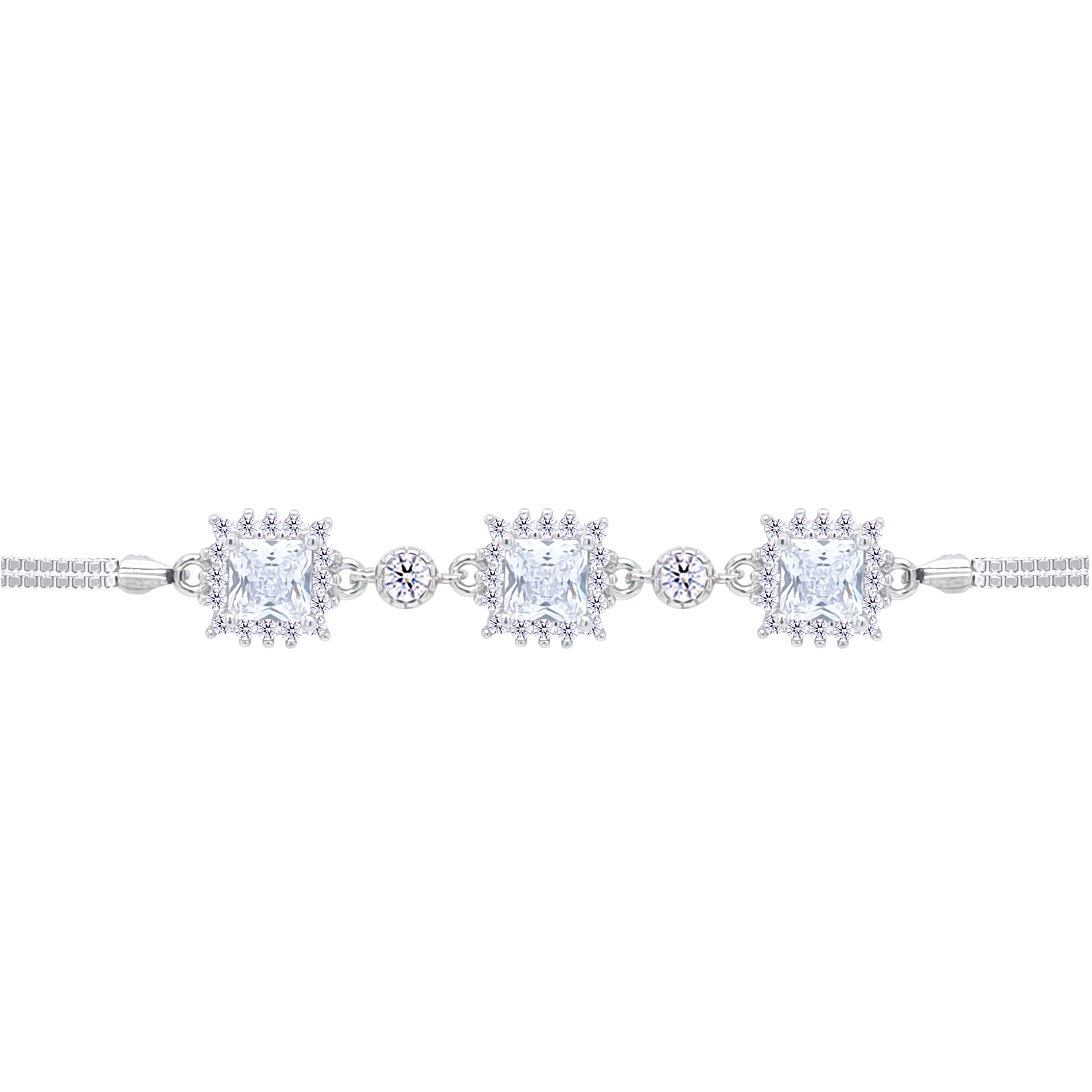 Asfour Crystal Tennis Bracelet With Turquoise Pear & Emerald Zircon In 925 Sterling Silver